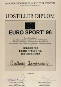 Diplomet som Idrætsarkivet vandt i 1996